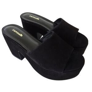 Larroude Elegant Black Slide Sandals
